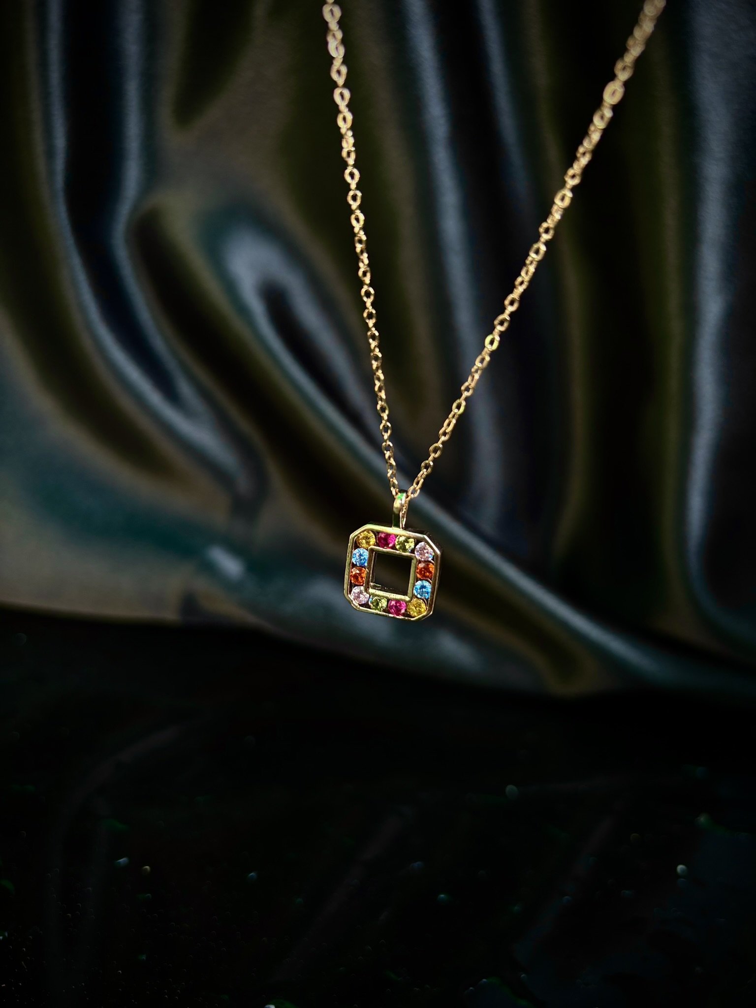 Multicolored Square Pendent