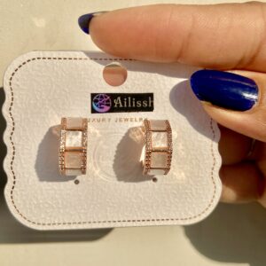 Golden C-shaped zircon studs